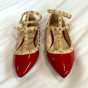 Wild Diva Red Studded Flats - Gladiator Flats - Woman Punks
